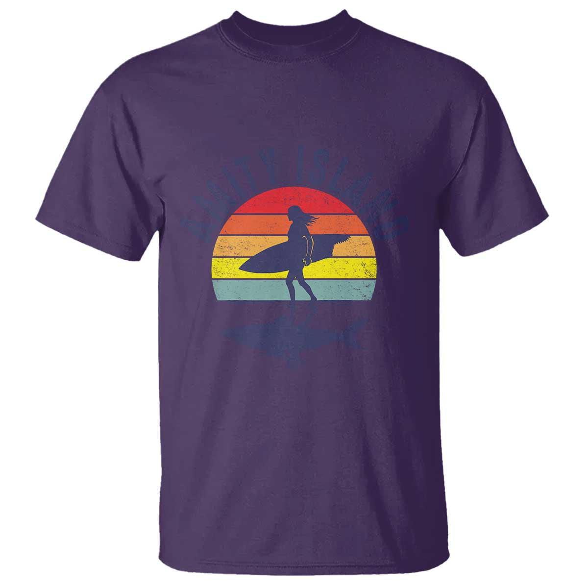 Amity Island T Shirt Retro Surfing Board Humor TS14 Purple Print Your Wear
