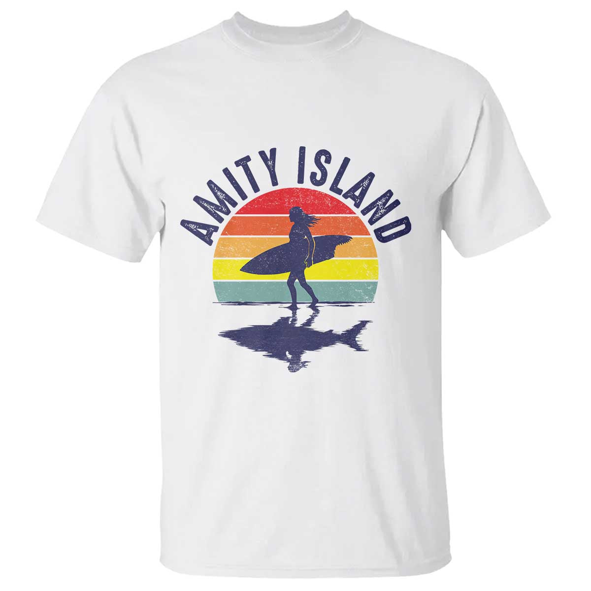 Amity Island T Shirt Retro Surfing Board Humor TS14 White Print Your Wear