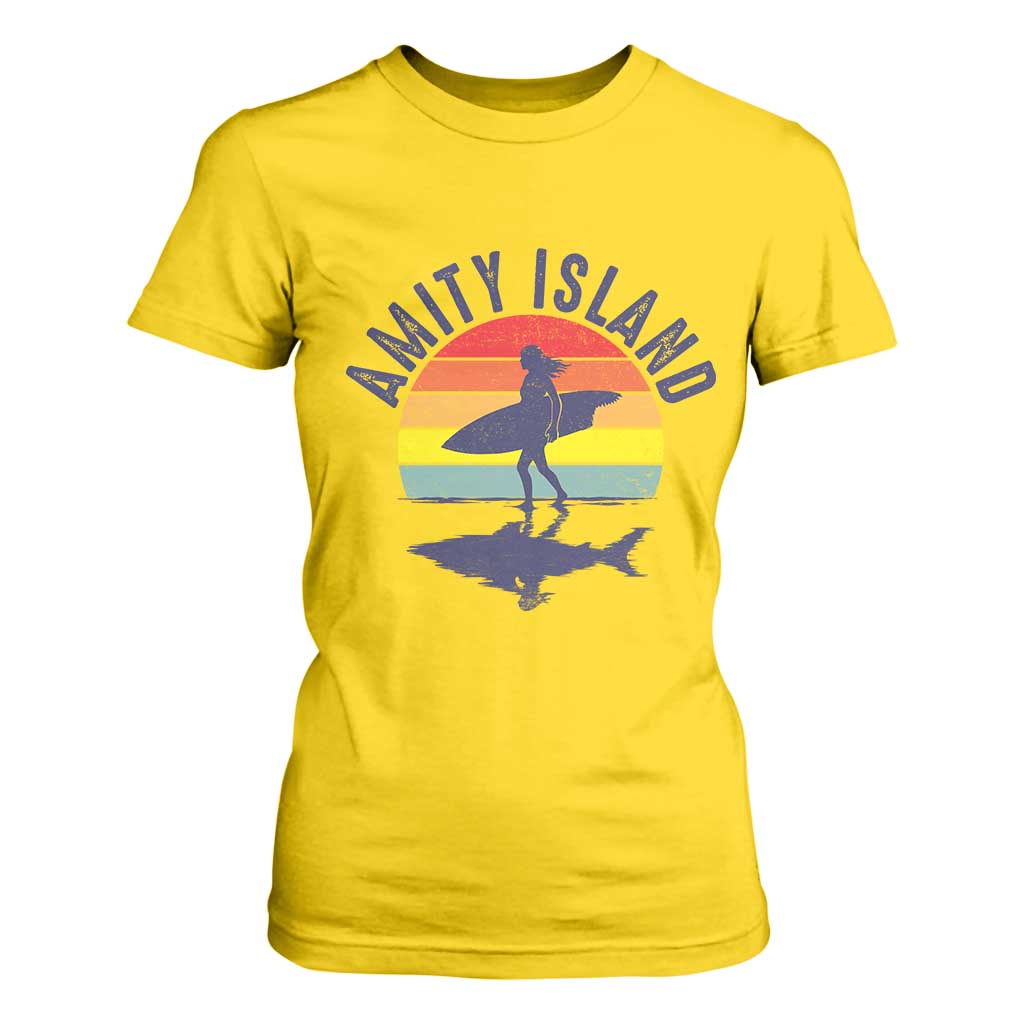 Amity Island T Shirt For Women Retro Surfing Board Humor TS14 Daisy Print Your Wear