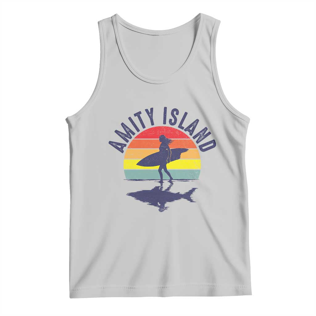 Amity Island Tank Top Retro Surfing Board Humor TS14 Ash Print Your Wear