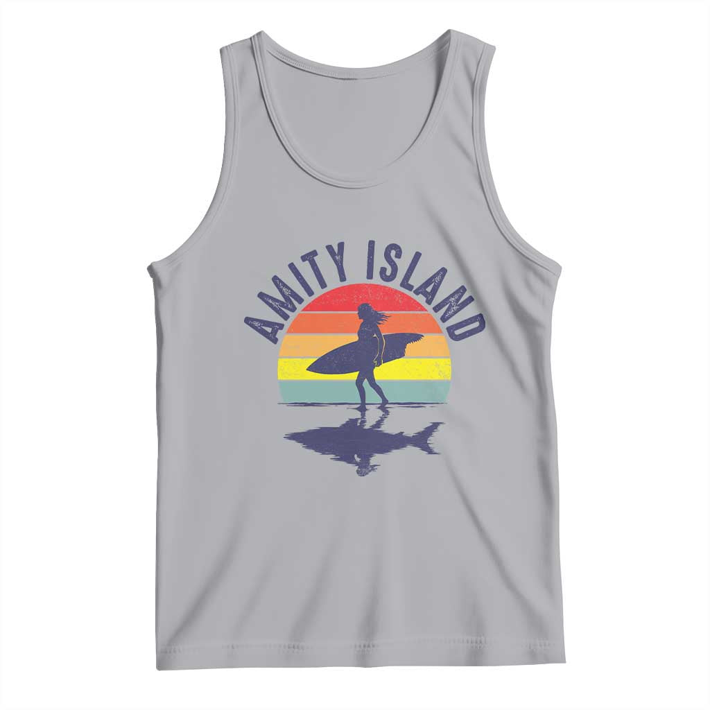 Amity Island Tank Top Retro Surfing Board Humor TS14 Athletic Heather Print Your Wear