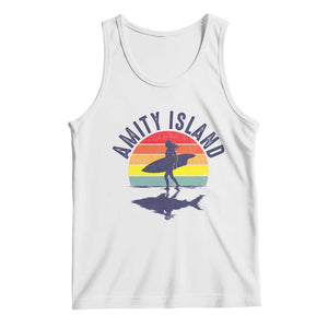 Amity Island Tank Top Retro Surfing Board Humor TS14 White Print Your Wear