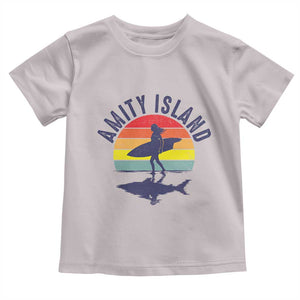 Amity Island Toddler T Shirt Retro Surfing Board Humor TS14 Ice Gray Print Your Wear