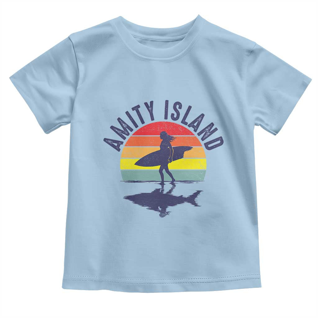 Amity Island Toddler T Shirt Retro Surfing Board Humor TS14 Light Blue Print Your Wear