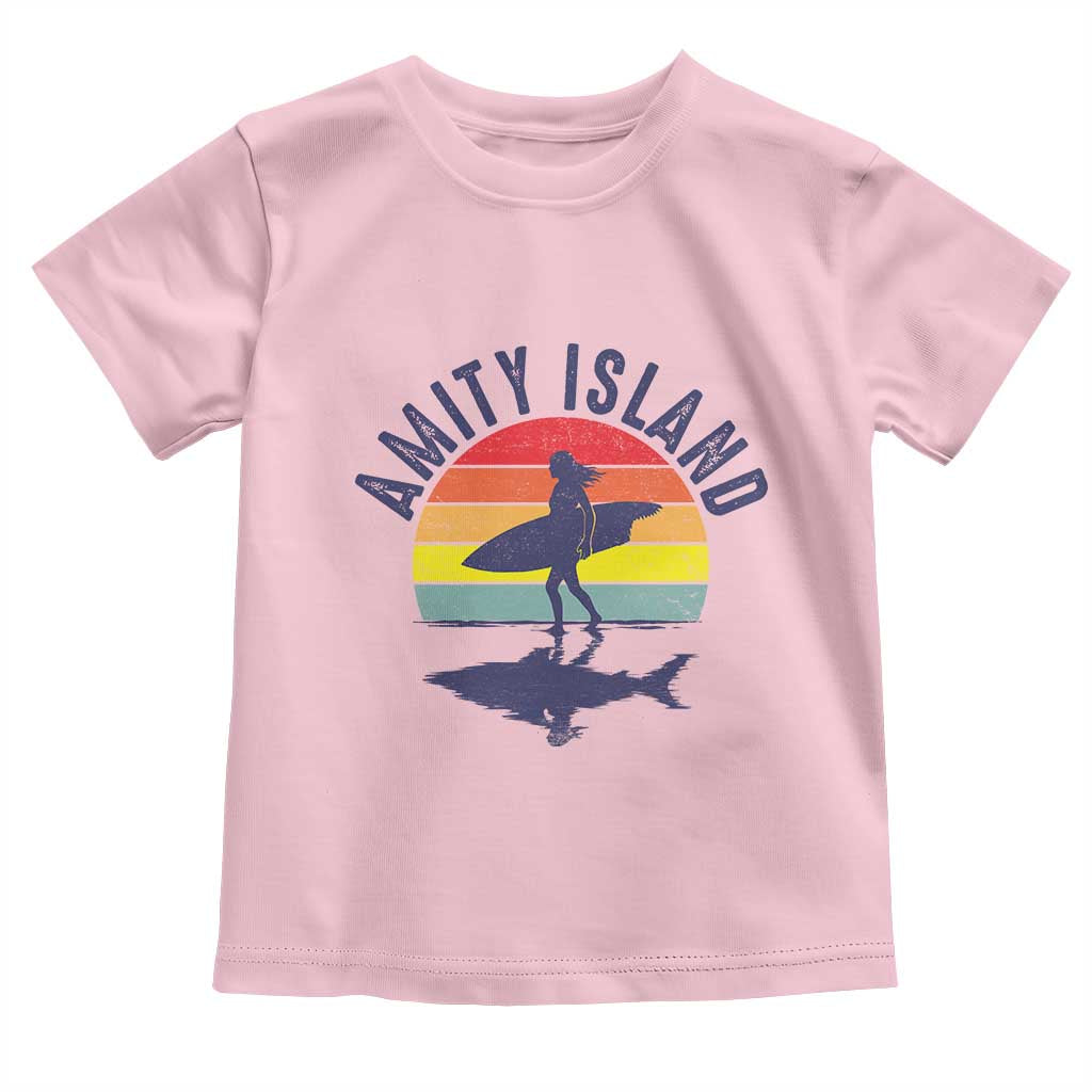 Amity Island Toddler T Shirt Retro Surfing Board Humor TS14 Light Pink Print Your Wear