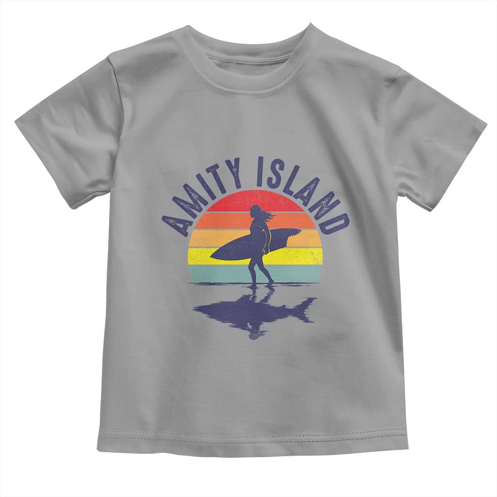 Amity Island Toddler T Shirt Retro Surfing Board Humor TS14 Sport Gray Print Your Wear