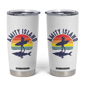 Amity Island Tumbler Cup Retro Surfing Board Humor TS14 White Print Your Wear