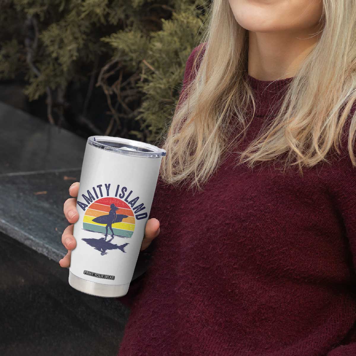 Amity Island Tumbler Cup Retro Surfing Board Humor TS14 Print Your Wear