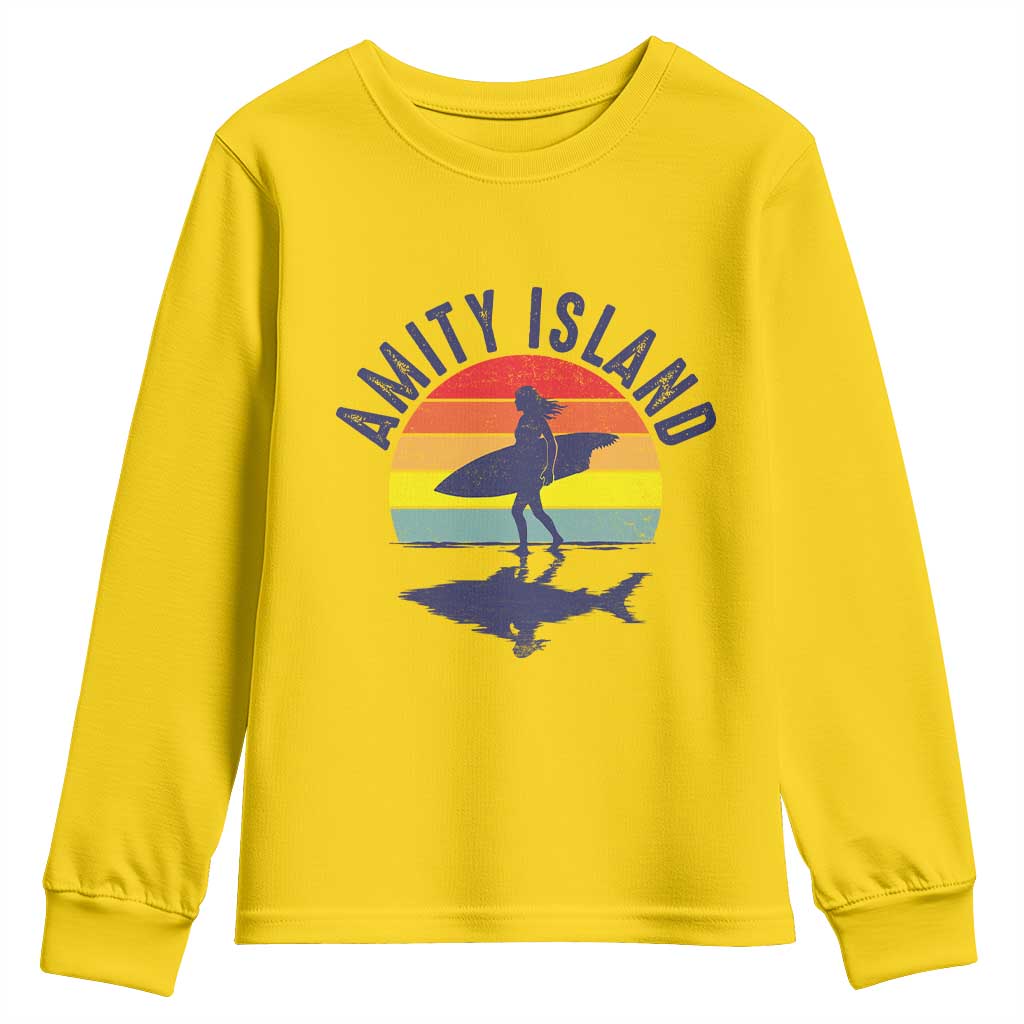 Amity Island Youth Sweatshirt Retro Surfing Board Humor TS14 Daisy Print Your Wear