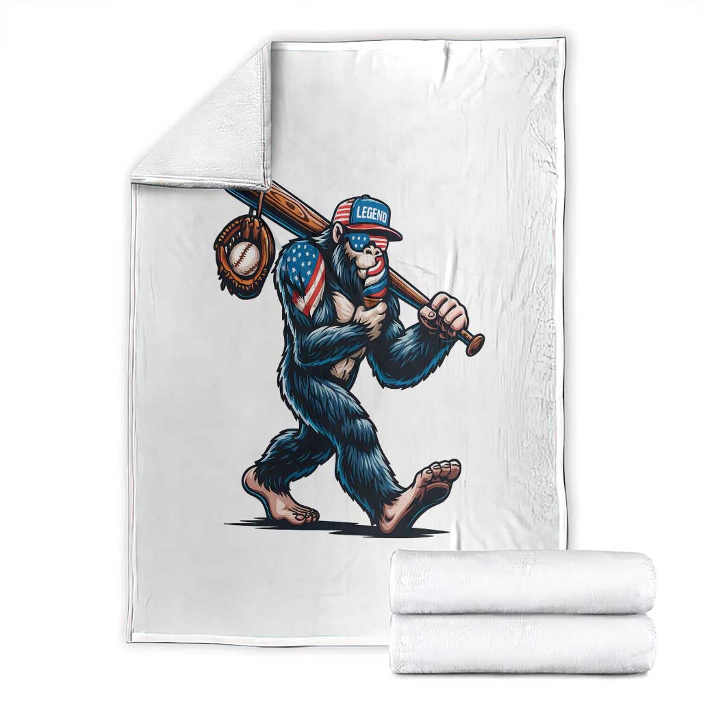 Funny Bigfoot Baseball Throw Blanket Sasquatch American Flag Ice Cream TS14 White Print Your Wear