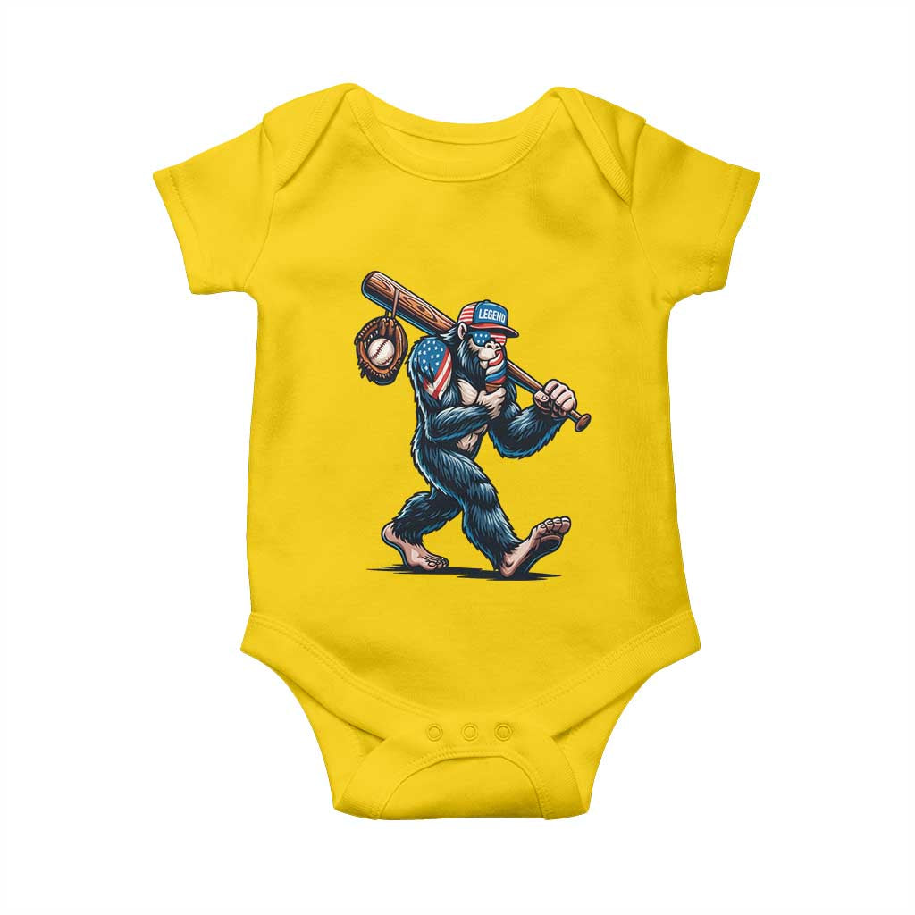 Funny Bigfoot Baseball Baby Onesie Sasquatch American Flag Ice Cream TS14 Daisy Print Your Wear