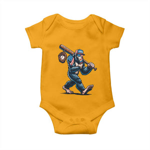 Funny Bigfoot Baseball Baby Onesie Sasquatch American Flag Ice Cream TS14 Gold Print Your Wear