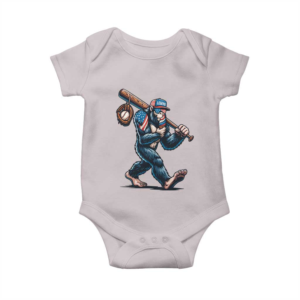 Funny Bigfoot Baseball Baby Onesie Sasquatch American Flag Ice Cream TS14 Ice Gray Print Your Wear