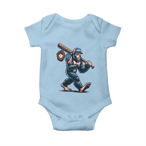 Funny Bigfoot Baseball Baby Onesie Sasquatch American Flag Ice Cream TS14 Light Blue Print Your Wear
