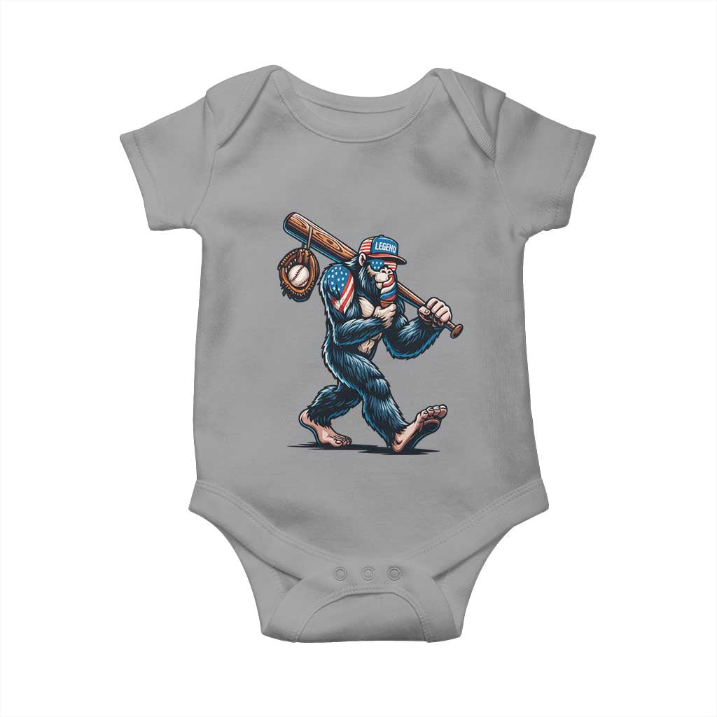 Funny Bigfoot Baseball Baby Onesie Sasquatch American Flag Ice Cream TS14 Sport Gray Print Your Wear