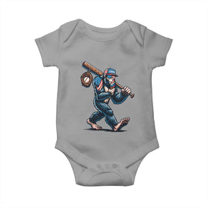 Funny Bigfoot Baseball Baby Onesie Sasquatch American Flag Ice Cream TS14 Sport Gray Print Your Wear