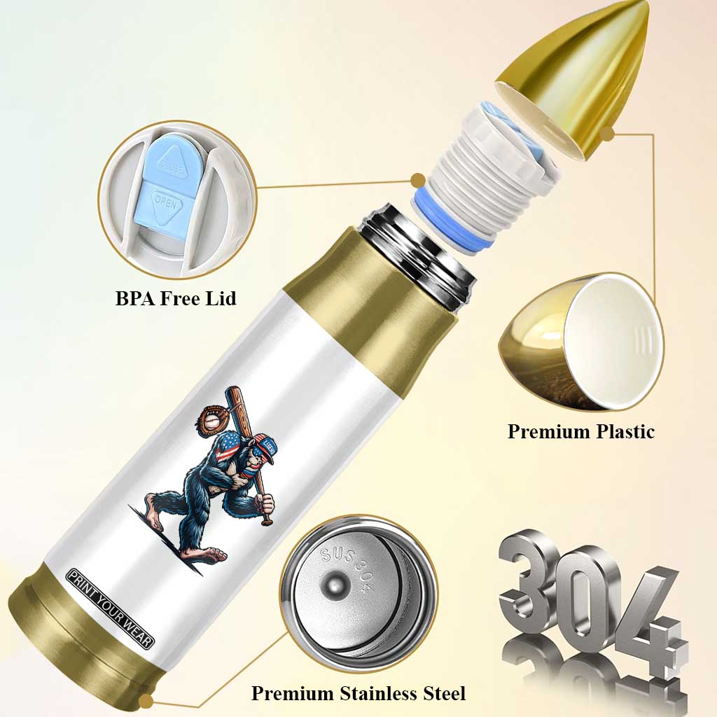 Funny Bigfoot Baseball Bullet Tumbler Sasquatch American Flag Ice Cream TS14 Print Your Wear