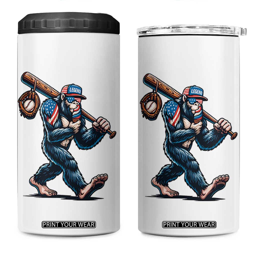 Funny Bigfoot Baseball 4 in 1 Can Cooler Tumbler Sasquatch American Flag Ice Cream TS14 One Size: 16 oz White Print Your Wear