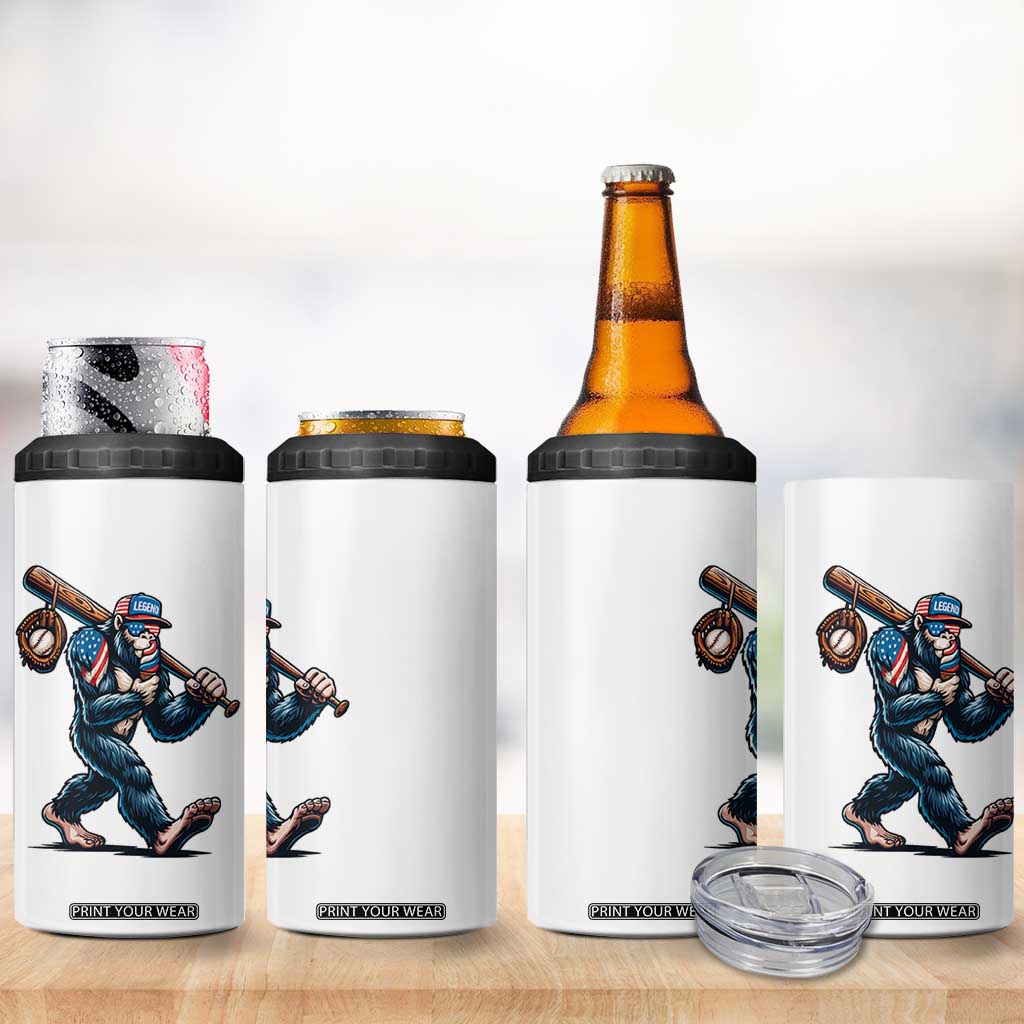 Funny Bigfoot Baseball 4 in 1 Can Cooler Tumbler Sasquatch American Flag Ice Cream TS14 Print Your Wear