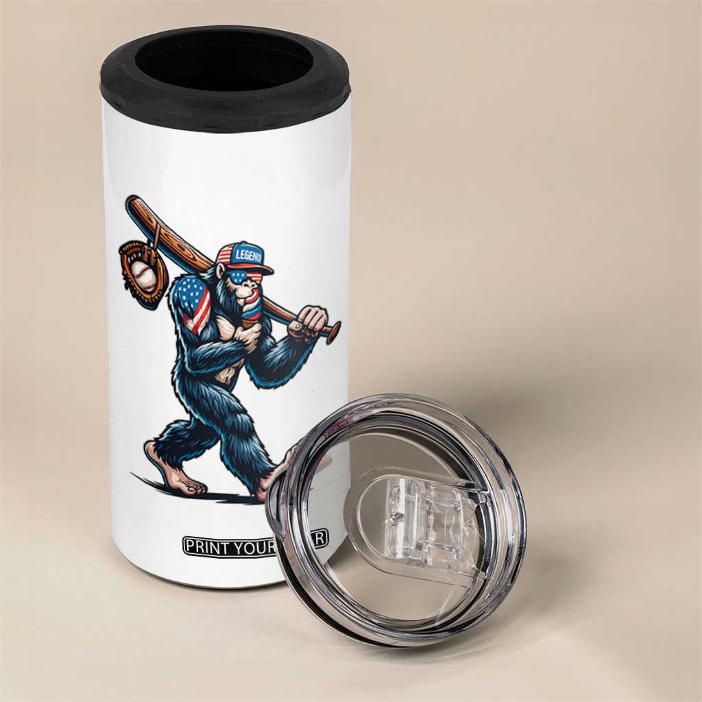 Funny Bigfoot Baseball 4 in 1 Can Cooler Tumbler Sasquatch American Flag Ice Cream TS14 Print Your Wear
