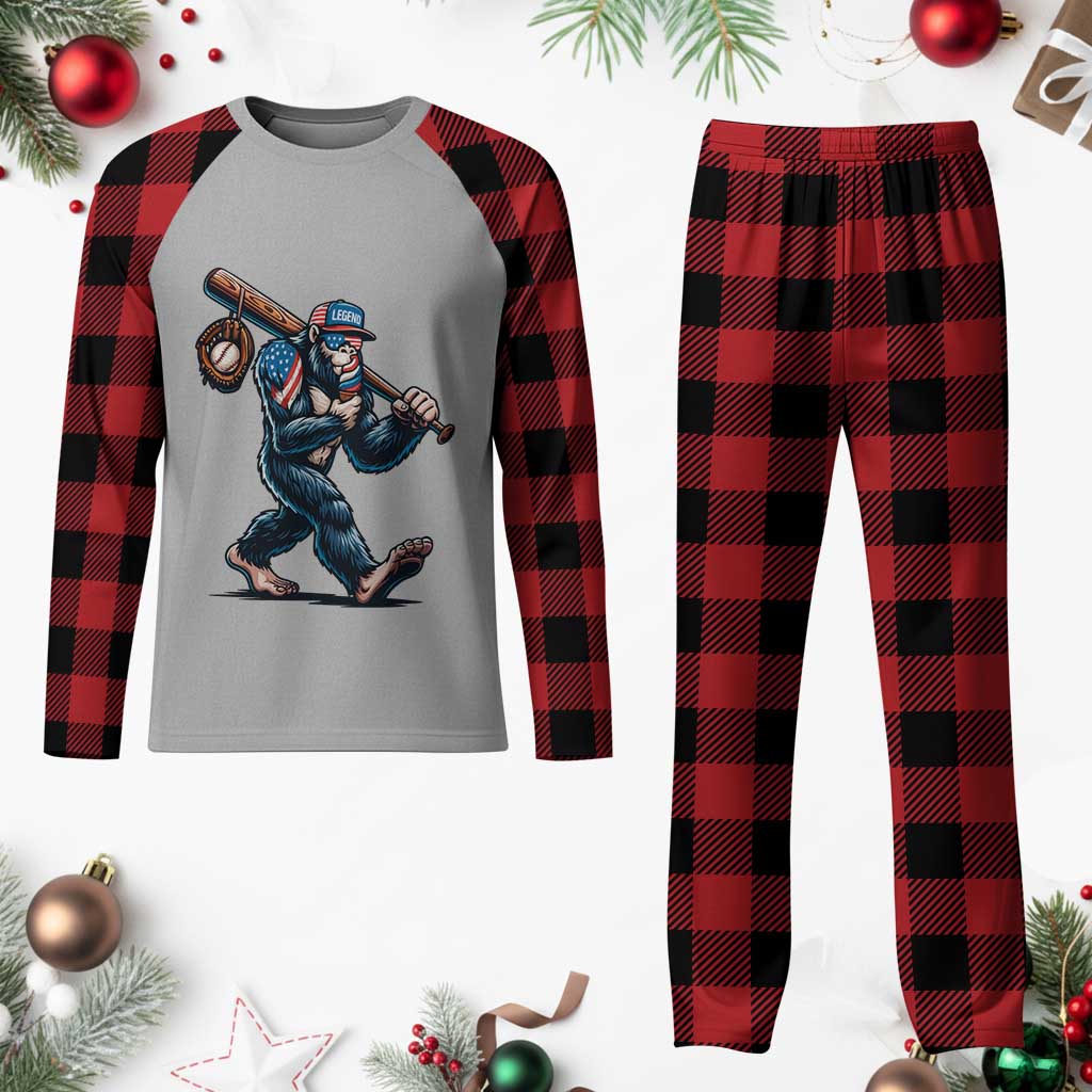 Funny Bigfoot Baseball Plaid Pajama Set Sasquatch American Flag Ice Cream TS14 Buffalo Plaid Print Your Wear