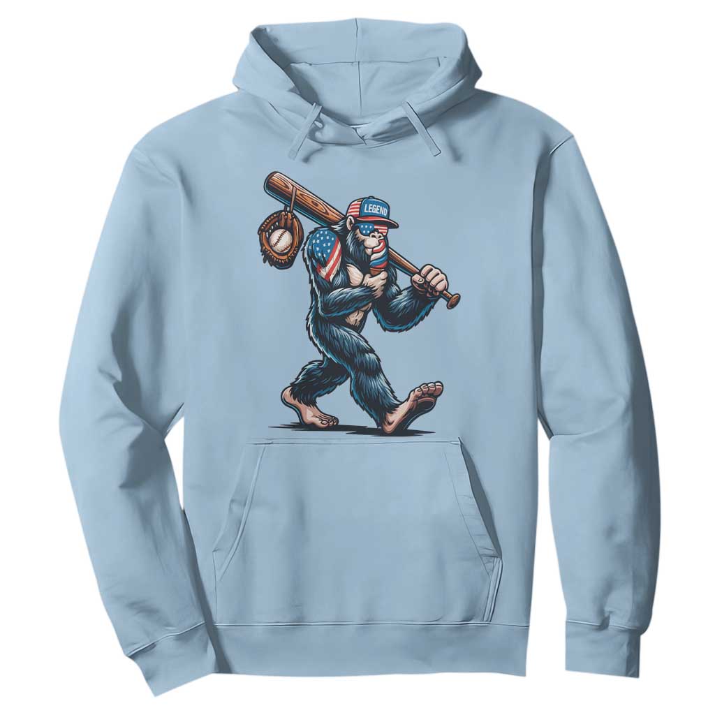 Funny Bigfoot Baseball Hoodie Sasquatch American Flag Ice Cream TS14 Light Blue Print Your Wear