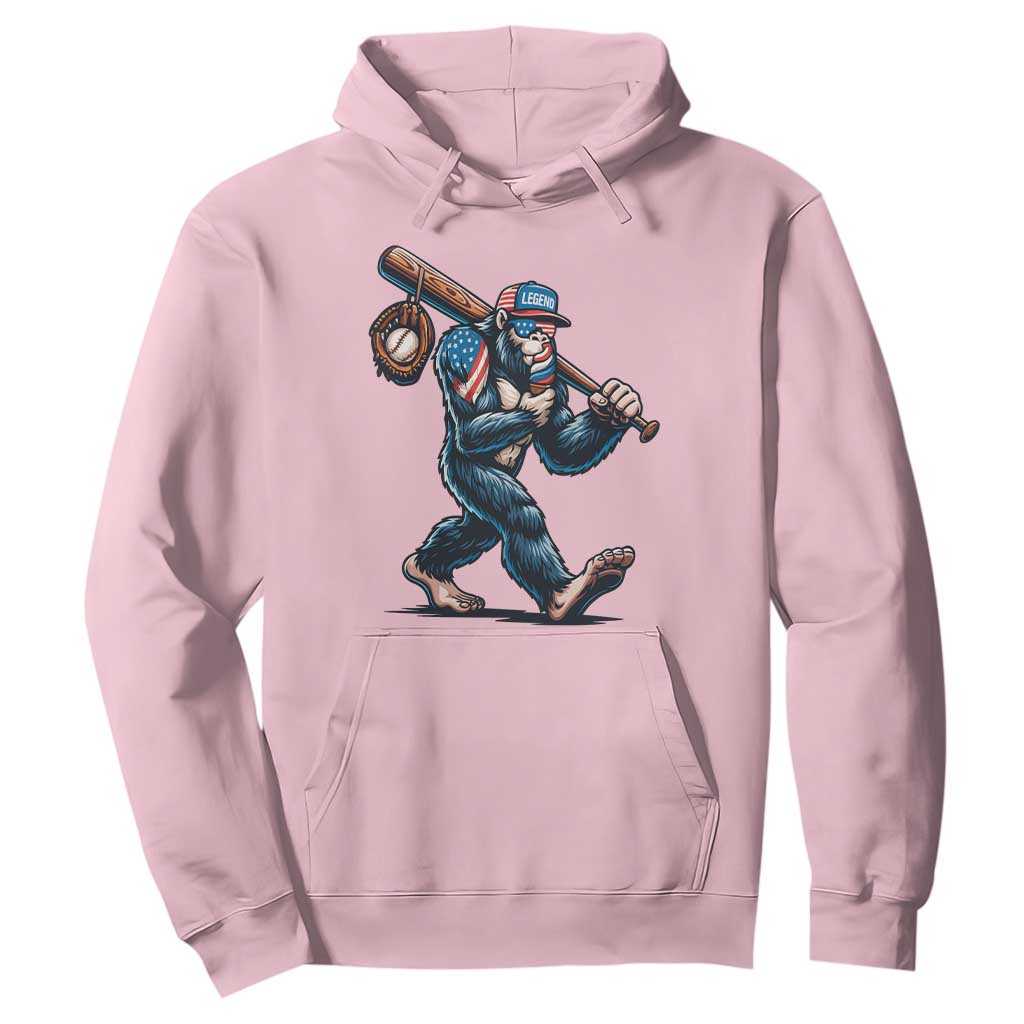 Funny Bigfoot Baseball Hoodie Sasquatch American Flag Ice Cream TS14 Light Pink Print Your Wear