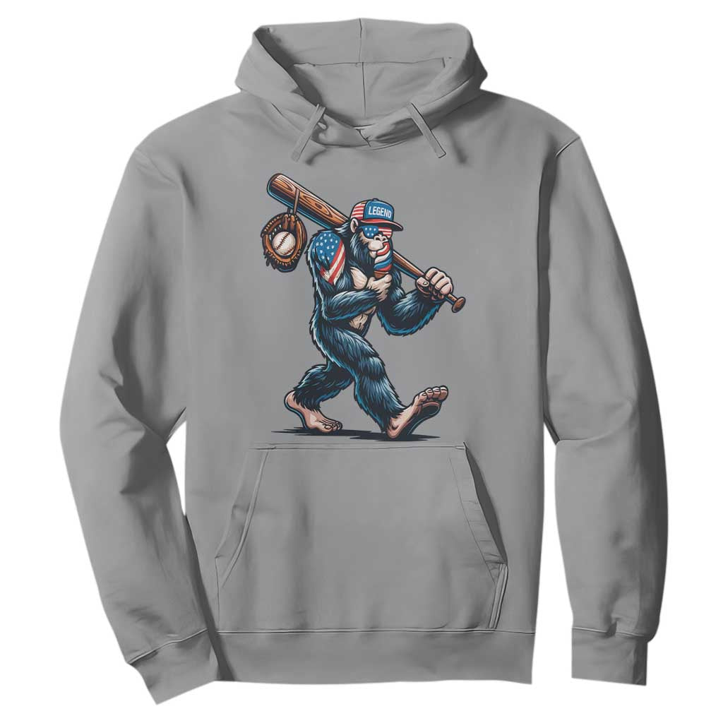 Funny Bigfoot Baseball Hoodie Sasquatch American Flag Ice Cream TS14 Sport Gray Print Your Wear
