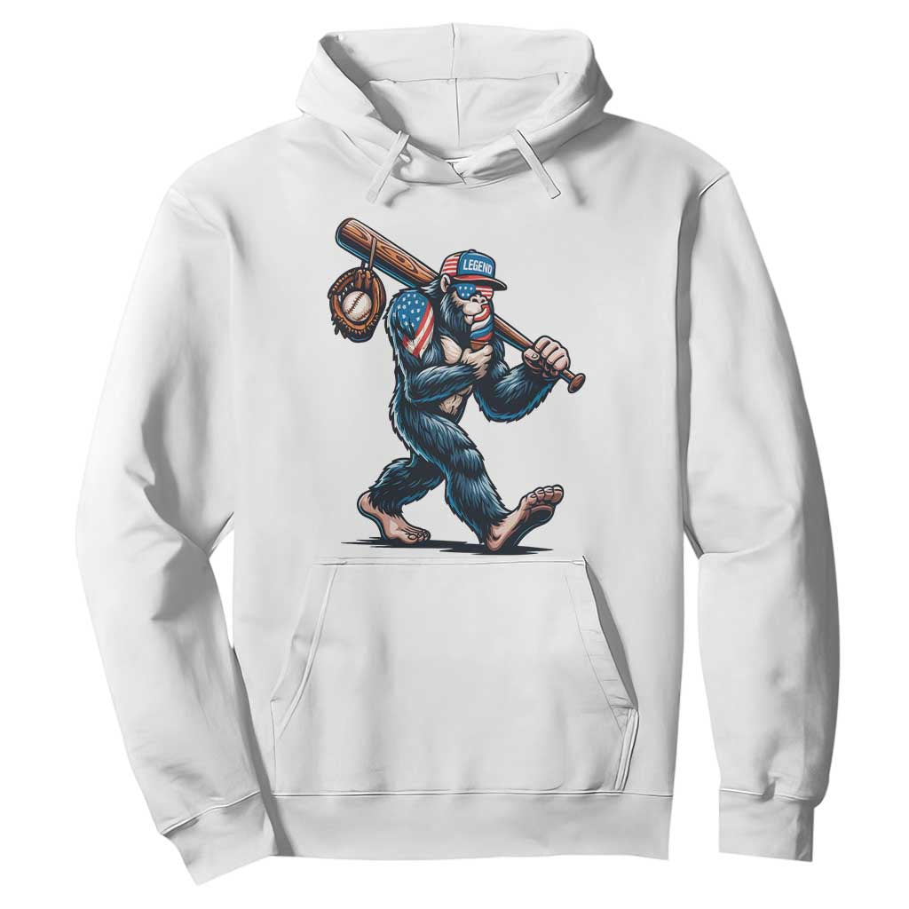 Funny Bigfoot Baseball Hoodie Sasquatch American Flag Ice Cream TS14 White Print Your Wear