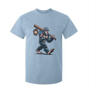 Funny Bigfoot Baseball T Shirt For Kid Sasquatch American Flag Ice Cream TS14 Light Blue Print Your Wear