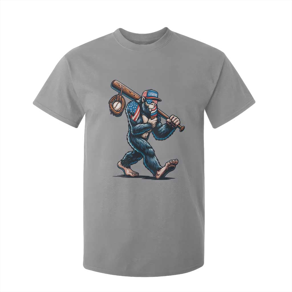 Funny Bigfoot Baseball T Shirt For Kid Sasquatch American Flag Ice Cream TS14 Sport Gray Print Your Wear