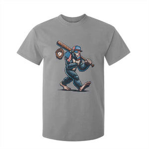 Funny Bigfoot Baseball T Shirt For Kid Sasquatch American Flag Ice Cream TS14 Sport Gray Print Your Wear