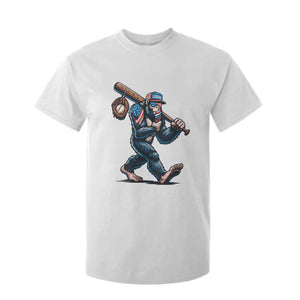 Funny Bigfoot Baseball T Shirt For Kid Sasquatch American Flag Ice Cream TS14 White Print Your Wear