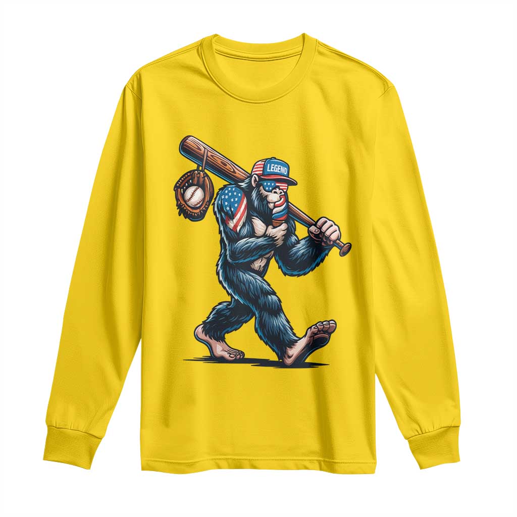 Funny Bigfoot Baseball Long Sleeve Shirt Sasquatch American Flag Ice Cream TS14 Daisy Print Your Wear