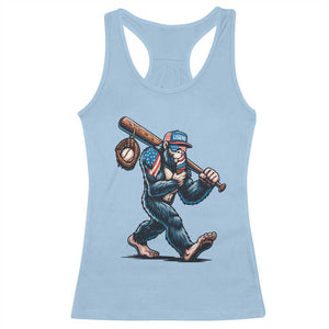 Funny Bigfoot Baseball Racerback Tank Top Sasquatch American Flag Ice Cream TS14 Light Blue Print Your Wear