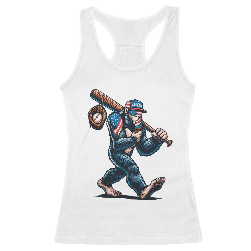 Funny Bigfoot Baseball Racerback Tank Top Sasquatch American Flag Ice Cream TS14 White Print Your Wear