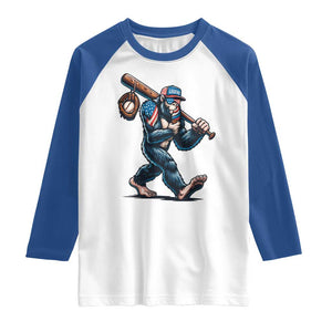 Funny Bigfoot Baseball Raglan Shirt Sasquatch American Flag Ice Cream TS14 White Royal Print Your Wear