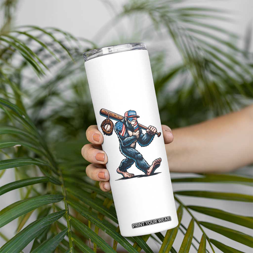 Funny Bigfoot Baseball Skinny Tumbler Sasquatch American Flag Ice Cream TS14 Print Your Wear