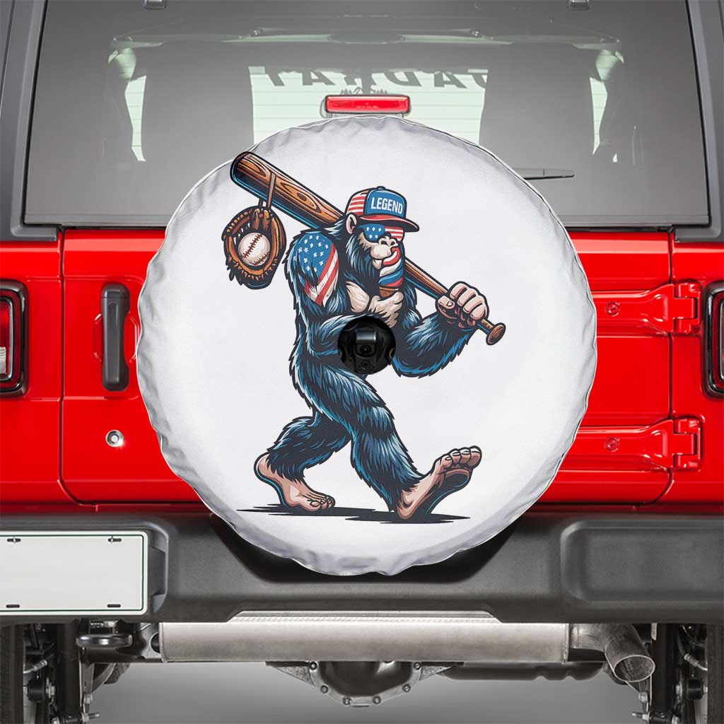 Funny Bigfoot Baseball Spare Tire Cover Sasquatch American Flag Ice Cream TS14 White Print Your Wear