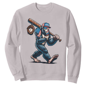 Funny Bigfoot Baseball Sweatshirt Sasquatch American Flag Ice Cream TS14 Ice Gray Print Your Wear