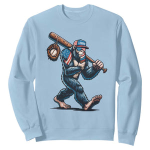 Funny Bigfoot Baseball Sweatshirt Sasquatch American Flag Ice Cream TS14 Light Blue Print Your Wear