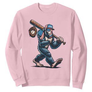 Funny Bigfoot Baseball Sweatshirt Sasquatch American Flag Ice Cream TS14 Light Pink Print Your Wear
