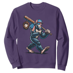 Funny Bigfoot Baseball Sweatshirt Sasquatch American Flag Ice Cream TS14 Purple Print Your Wear