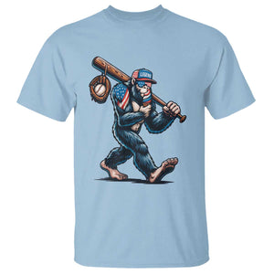 Funny Bigfoot Baseball T Shirt Sasquatch American Flag Ice Cream TS14 Light Blue Print Your Wear