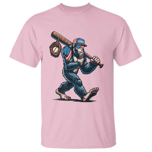 Funny Bigfoot Baseball T Shirt Sasquatch American Flag Ice Cream TS14 Light Pink Print Your Wear