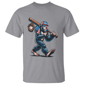 Funny Bigfoot Baseball T Shirt Sasquatch American Flag Ice Cream TS14 Sport Gray Print Your Wear