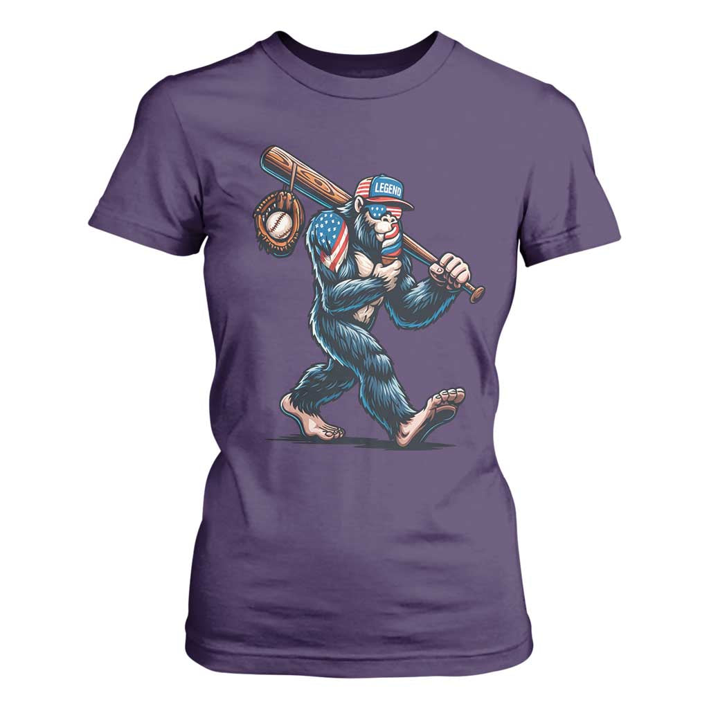 Funny Bigfoot Baseball T Shirt For Women Sasquatch American Flag Ice Cream TS14 Purple Print Your Wear