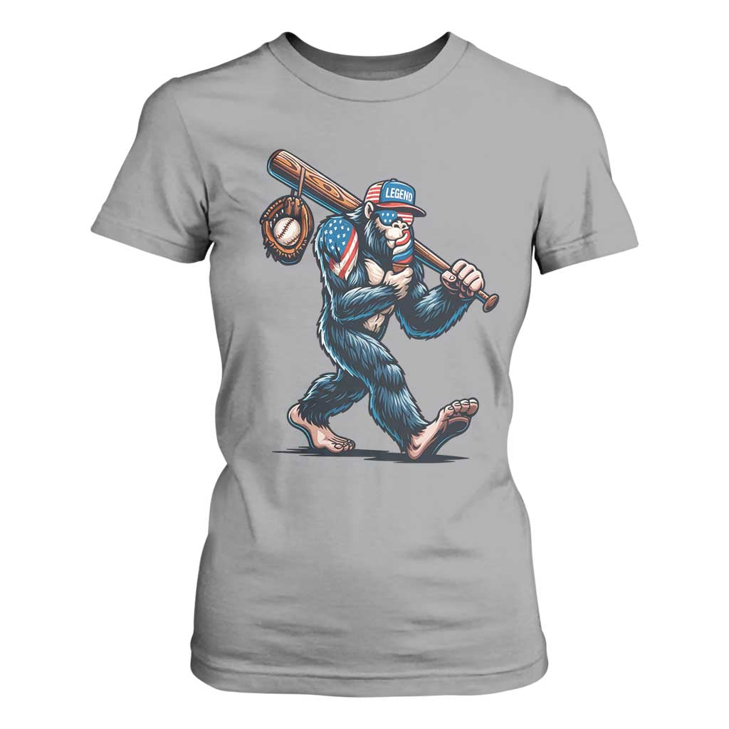Funny Bigfoot Baseball T Shirt For Women Sasquatch American Flag Ice Cream TS14 Sport Gray Print Your Wear