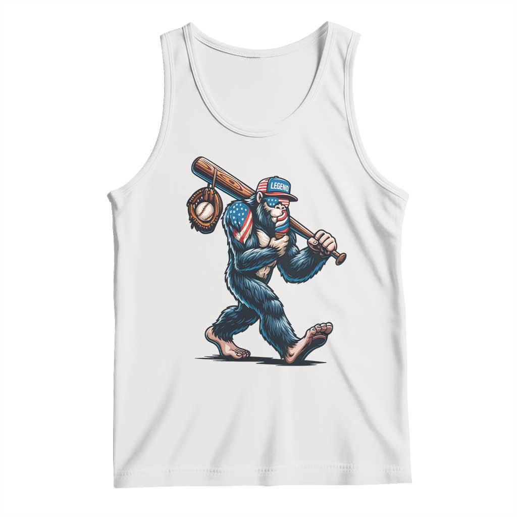 Funny Bigfoot Baseball Tank Top Sasquatch American Flag Ice Cream TS14 White Print Your Wear