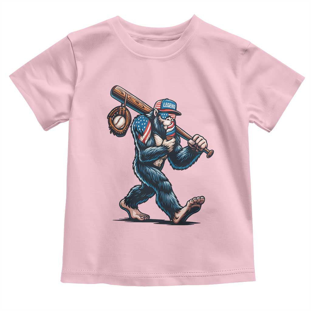 Funny Bigfoot Baseball Toddler T Shirt Sasquatch American Flag Ice Cream TS14 Light Pink Print Your Wear